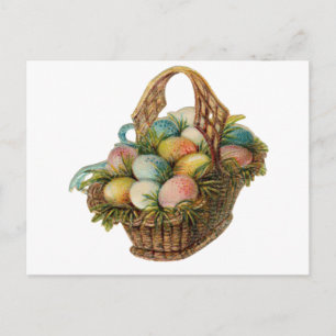 Postal Festiva Los huevos de Pascua coloridos llenan una cesta de