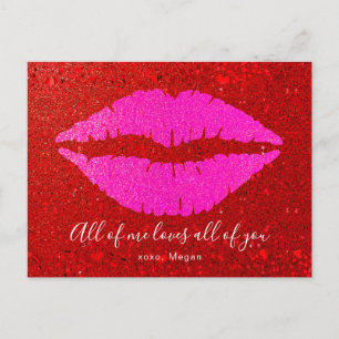 Postal Festiva Los labios rosados Purpurina rojo Valentine All Me