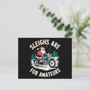 Postal Festiva Los Navidades Amateurs Motocicleta Biker