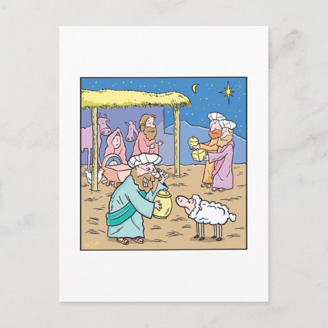 Postal Festiva Los navidades cardan a los tres reyes sabios (Anverso)