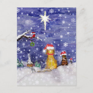 Postal Festiva Los Navidades de los animales incluso el arte acua