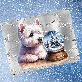 Postal Festiva Los Navidades De Westie Se Globan En Plata