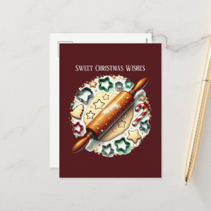 Postal Festiva Los Navidades dulces desean hornear galletas