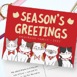 Postal Festiva Los saludos de temporada de los graciosos y amable<br><div class="desc">Carol de los gatos. ¡Esta es la temporada,  para ser mau! ¡mau mow meow meow! Disponible aquí: http://www.zazzle.com/selectpartysupplies</div>