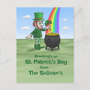 Postal Festiva Los saludos del día de San Patricio de los duendes