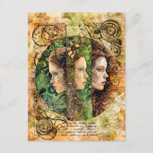 Postal Festiva Los tres Norns, Diosas del Destino Nórdico