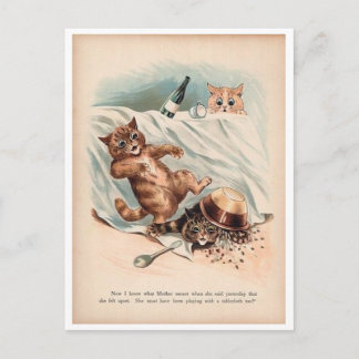 Postal Festiva Loui Wain, Cats Playing, Holiday Postcard