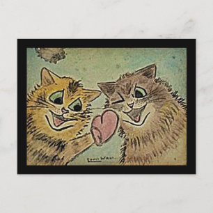 Postal Festiva Louis Wain, Gatos enamorados,