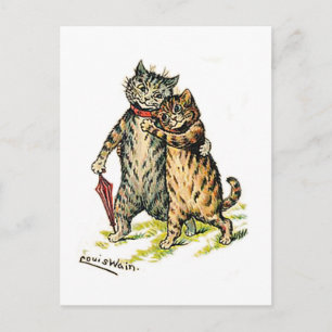Postal Festiva Louis Wain, Pareja de Gatos