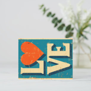 Postal Festiva LOVE gráficos inspirados en los años 1960