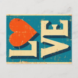 Postal Festiva LOVE gráficos inspirados en los años 1960