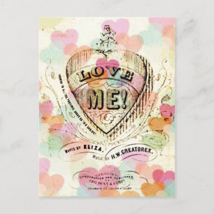 Postal Festiva Love Me Candy Hearts Valentine Postcard