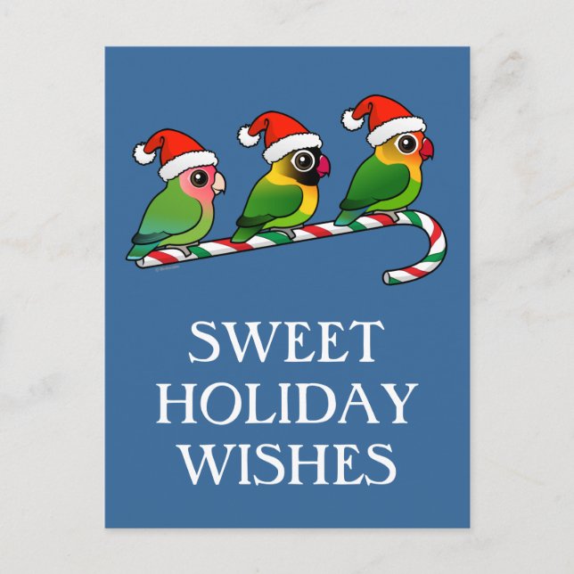 Postal Festiva Lovebird Candy Cane (Anverso)