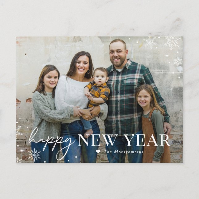 Postal Festiva Lovely Frost Happy New Year Photo Card (Anverso)
