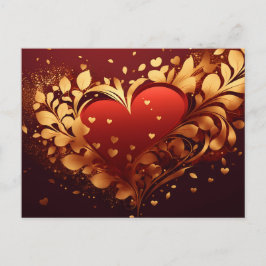 Postal Festiva Lovely Heart and Floral golden decorative Design