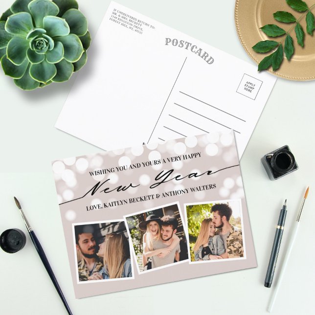 Postal Festiva Luces de Bokeh | Nuevo año 3 Collage de fotos (Subido por el creador)