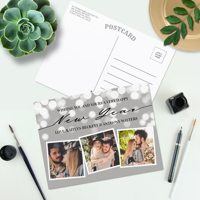 Postal Festiva Luces de Bokeh | Nuevo año 3 Collage de fotos (Subido por el creador)