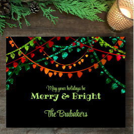 Postal Festiva Luces de Navidades coloridas únicas personalizadas