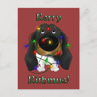 Postal Festiva Luces de Navidades de Dachshund