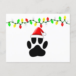 Postal Festiva Luces de Navidades de Dog Pawprint Santa Hat