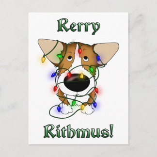 Postal Festiva Luces de Navidades de Pembroke Welsh Corgi