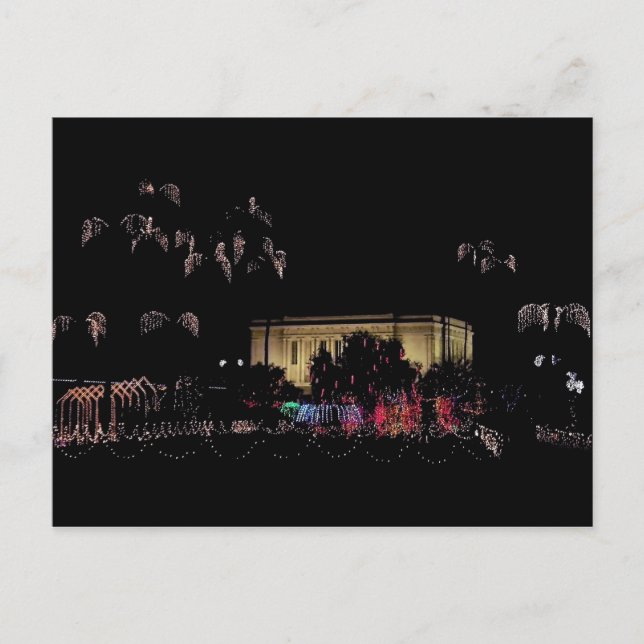 Postal Festiva Luces de navidades del templo de Mesa (Anverso)