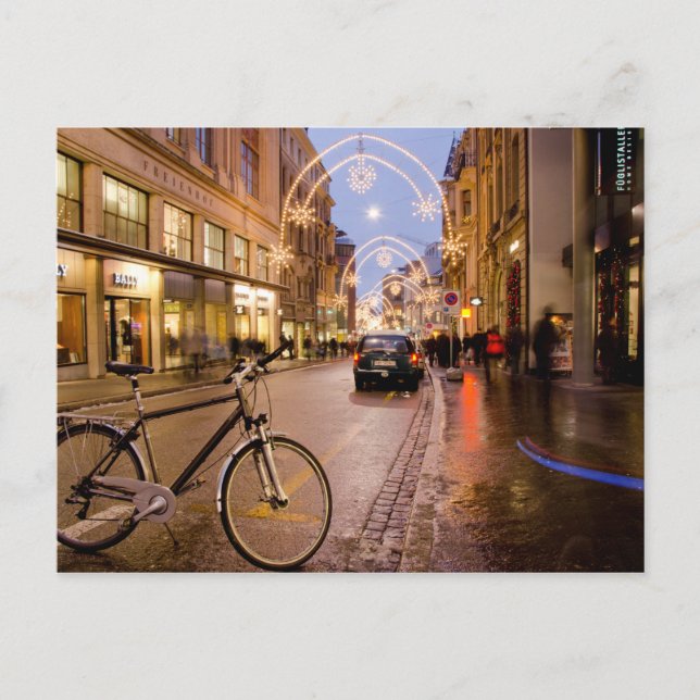 Postal Festiva Luces Navideñas en Basilea, Suiza (Anverso)