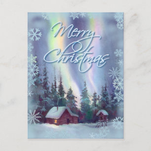 POSTAL FESTIVA LUCES NORONTERAS Y SNOWFLAKES DE SHARON SHARPE