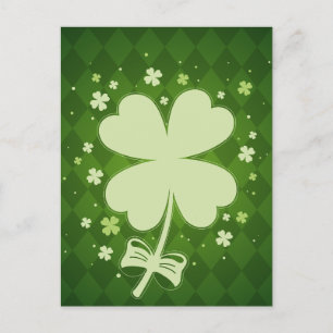 Postal Festiva Lucky Green Diamond Four Leaf Ribbon Clover