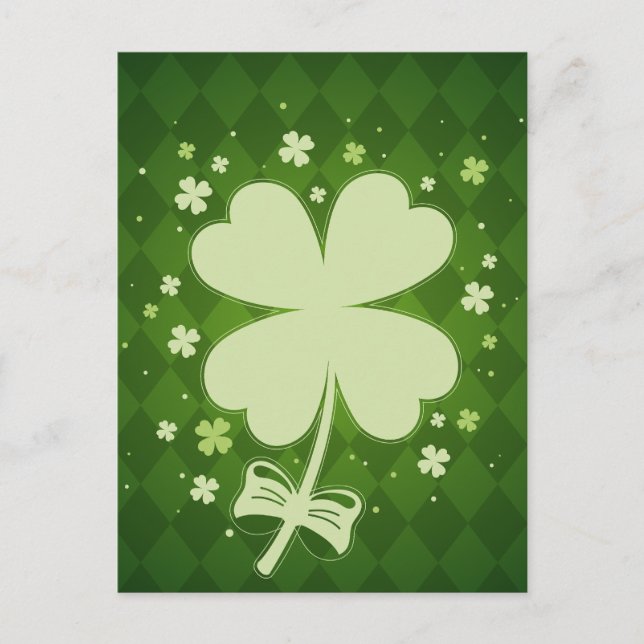 Postal Festiva Lucky Green Diamond Four Leaf Ribbon Clover (Anverso)