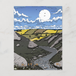 Postal Festiva Luna Sobre El Valle