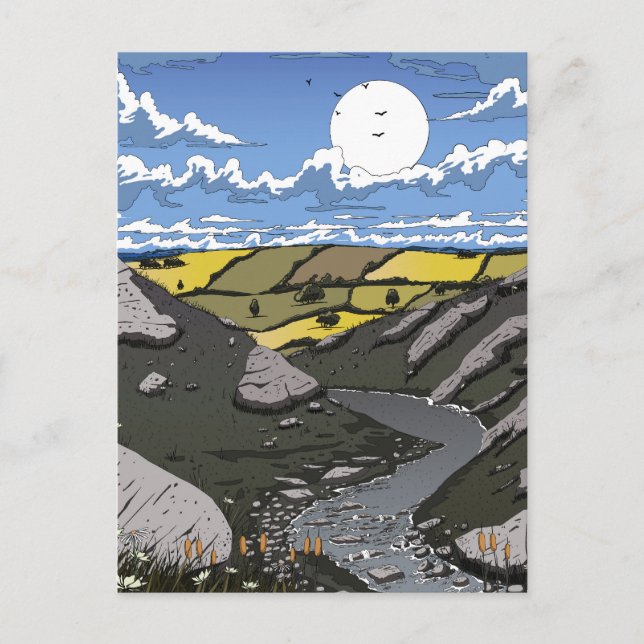 Postal Festiva Luna Sobre El Valle (Anverso)