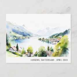 Postal Festiva Lungern Switzerland Watercolor Landscape Travel