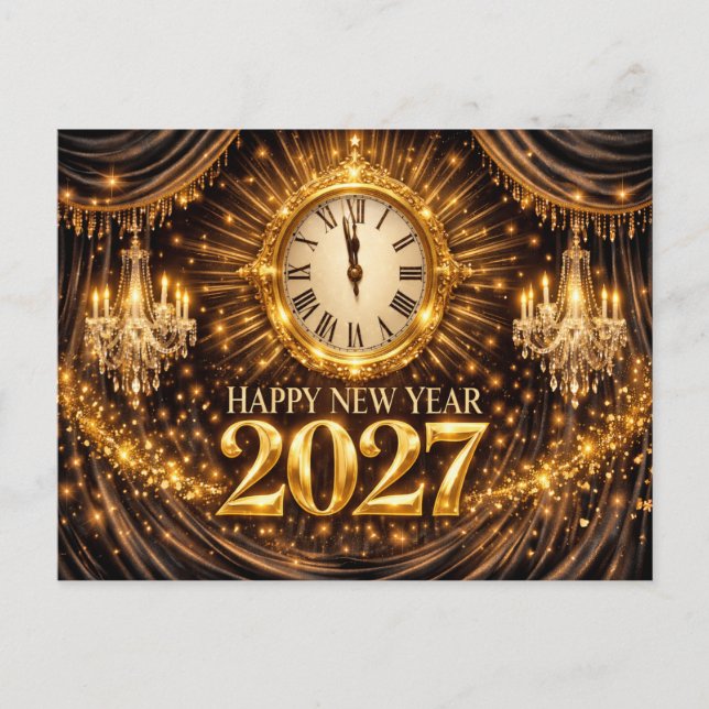 Postal Festiva Luxurious Gold Black Elegant New Year 2027 (Anverso)