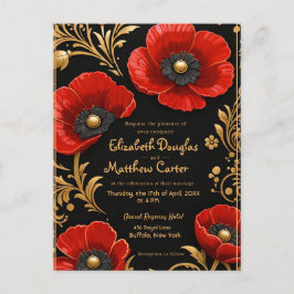 Postal Festiva Luxury Black Red and Gold Floral Wedding 