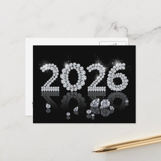 Postal Festiva Luxury Brilliant Diamonds New Year 2026 (Anverso/Reverso In Situ)