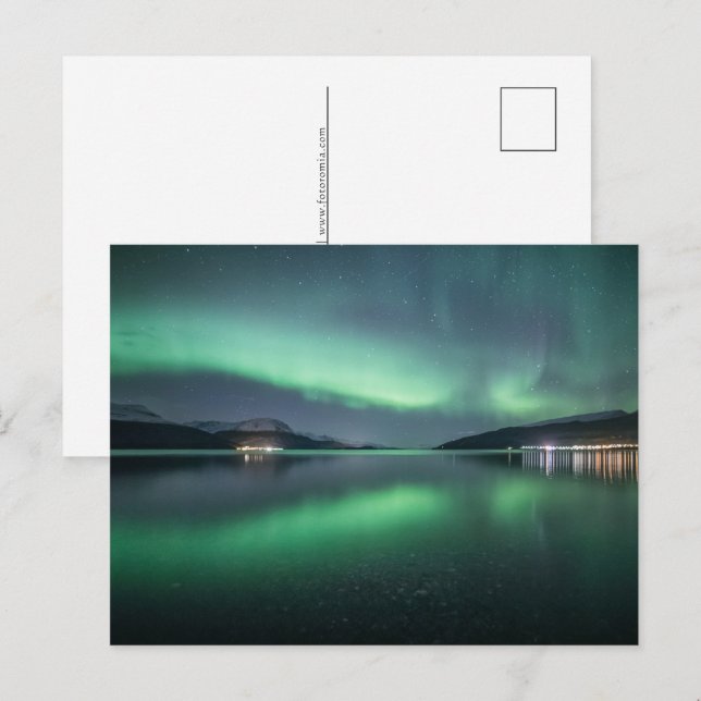 Postal Festiva Luz del Norte Noruega (Anverso / Reverso)