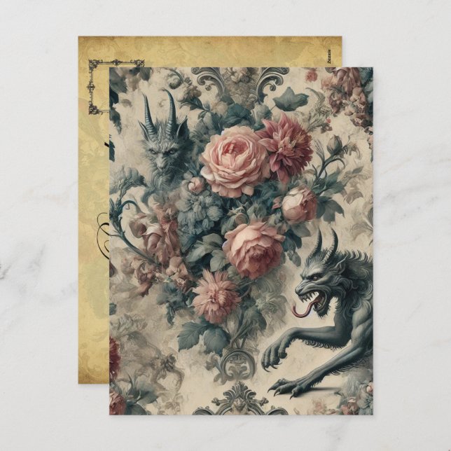 Postal Festiva Lycans & Lullabies - Diseño victoriano gótico (Anverso / Reverso)