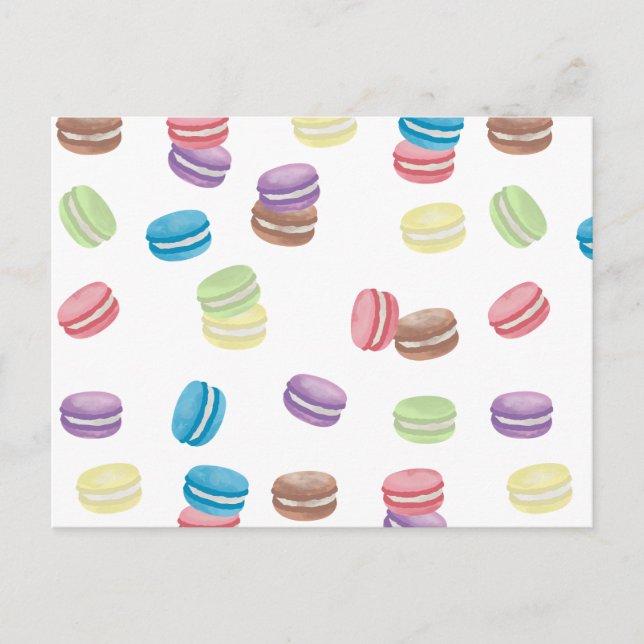 Postal Festiva Macarones franceses de color pastel (Anverso)
