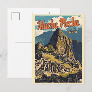 Postal Festiva Machu Picchu Perú mujer local anciana regalos