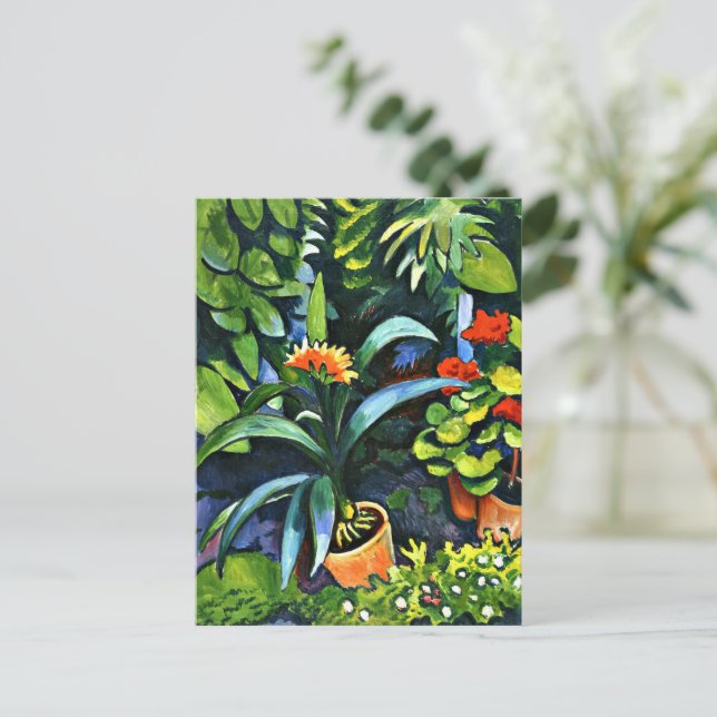 Postal Festiva Macke - Flores en el jardín (Anverso de pie)