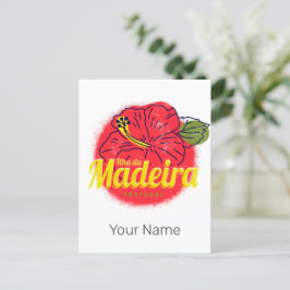 Postal Festiva Madeira Hibiscus Flower Island Portugal Souvenir