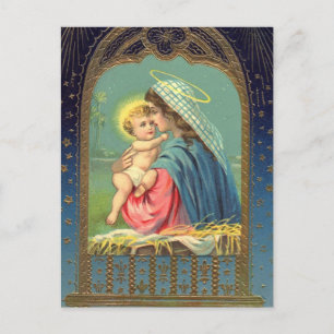 Postal Festiva Madonna & Child Christmas Holiday Postcard