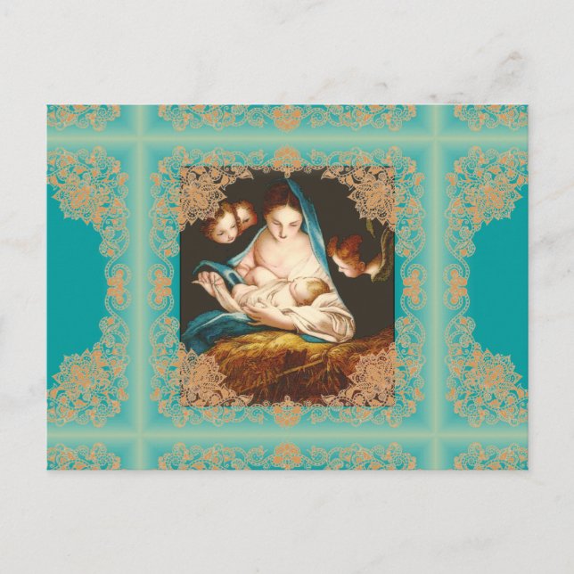 Postal Festiva Madonna con el niño Jesús por Carlo Maratta (posta (Anverso)