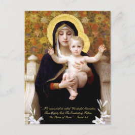 Postal Festiva Madonna y niño por la cita bíblica de Bouguereau