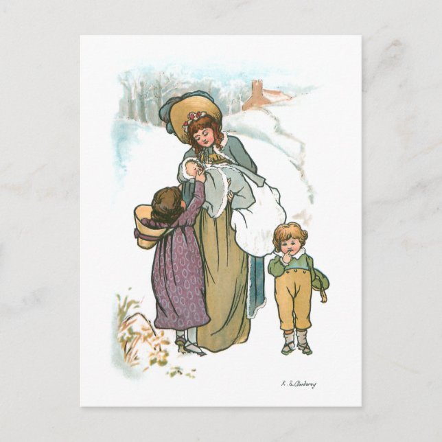 Postal Festiva Madres y niños de la cosecha (Anverso)