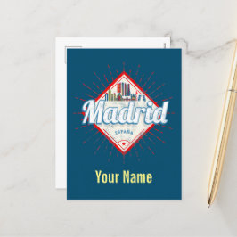 Postal Festiva Madrid Capital España Retro Skyline Vintage