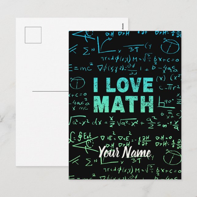 Postal Festiva Maestra O Profesora De Matemáticas Y Estudiante (Anverso / Reverso)