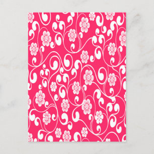 Postal Festiva Magenta de diseño floral victoriano elegante
