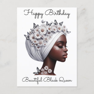 Postal Festiva Magia de Chica Negra Cumpleaños Hermana Mujer Mela